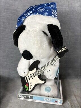 NEW Peanuts Singing Animated Snoopy Plush Guitar Plays Linus & Lucy 14” NWT